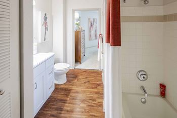 Bathroom with wooden cabinet